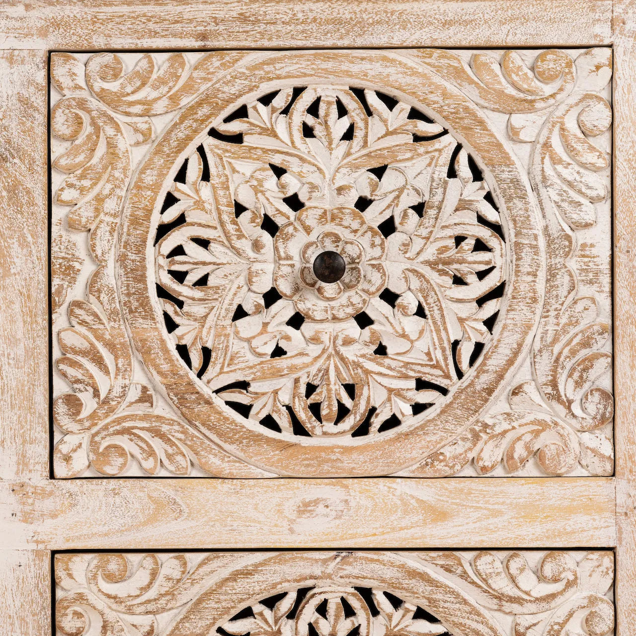 Angiras Hand-Carved Mediterranean Style Wooden Sideboard