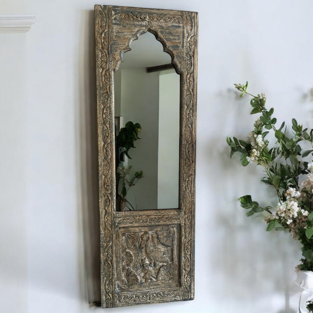 long mirror big wooden indian mirror large floor mirror rustic bathroom mirrors luxury wall vanity mirrors  jharokha mirror big mirror for wall antique wood mirrors vintage wood wall mirror farmhouse mirror full length wall mirror vintage floor mirror antique jharokha mirror entryway mirror carved Indian mirror rustic mirror frame vintage wall decor living room bedroom,vintage wall decor above bed,couch,around tv antique farmhouse bedroom wall decor, entryways Hand Carved Single Jharokha Vanity Mirror – La
