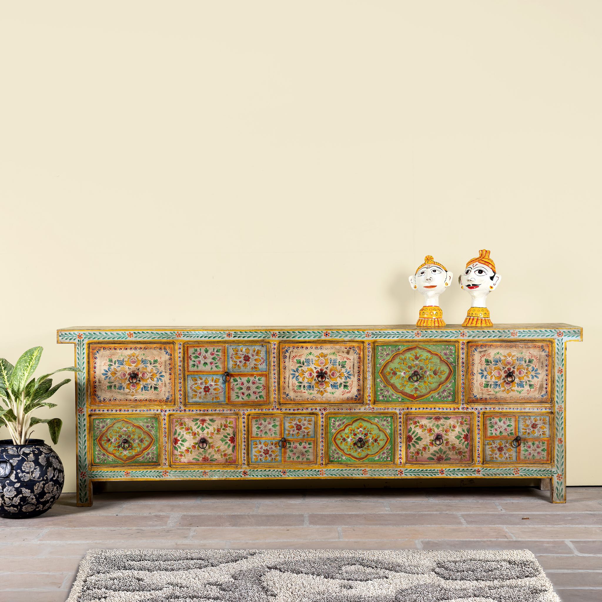 Hand-Painted Chest of Drawers – Mango Wood