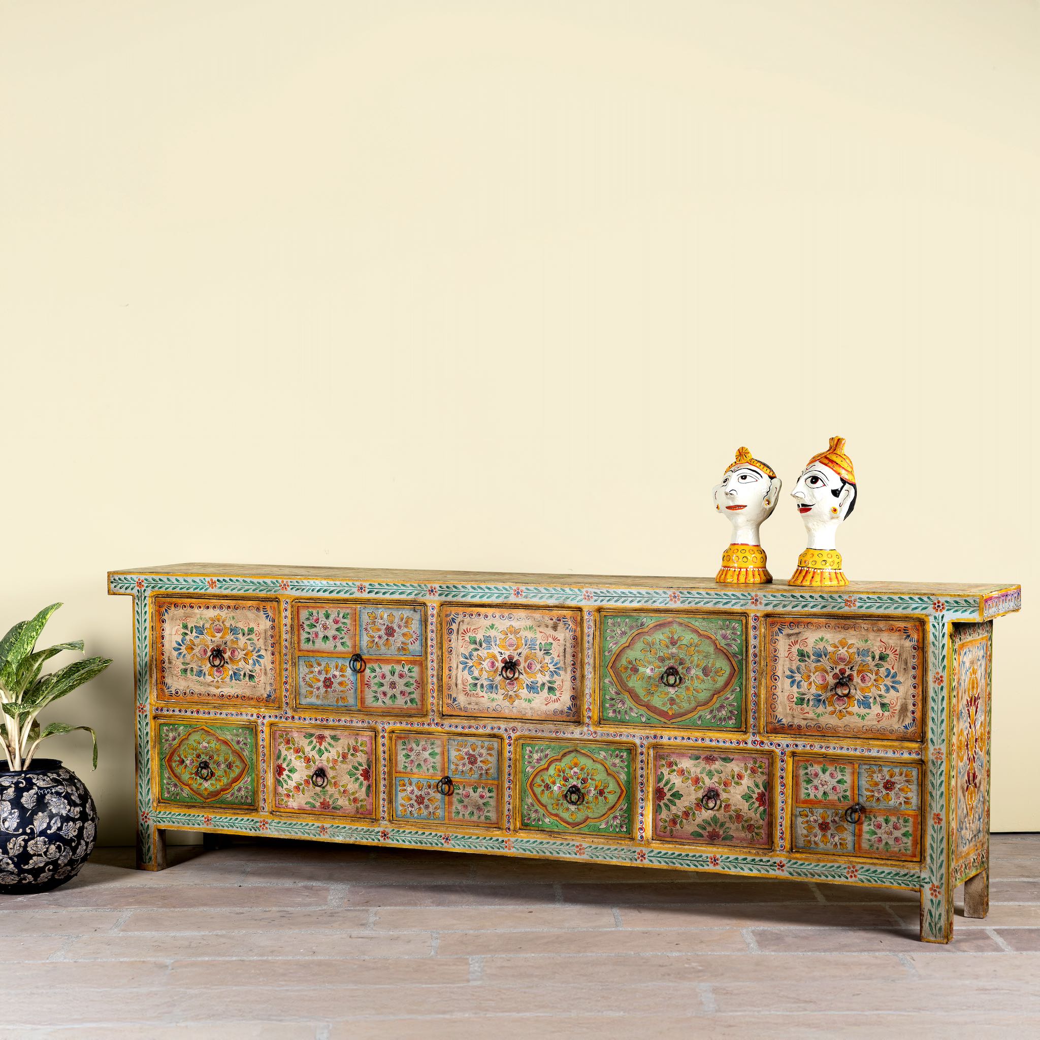 Hand-Painted Chest of Drawers – Mango Wood