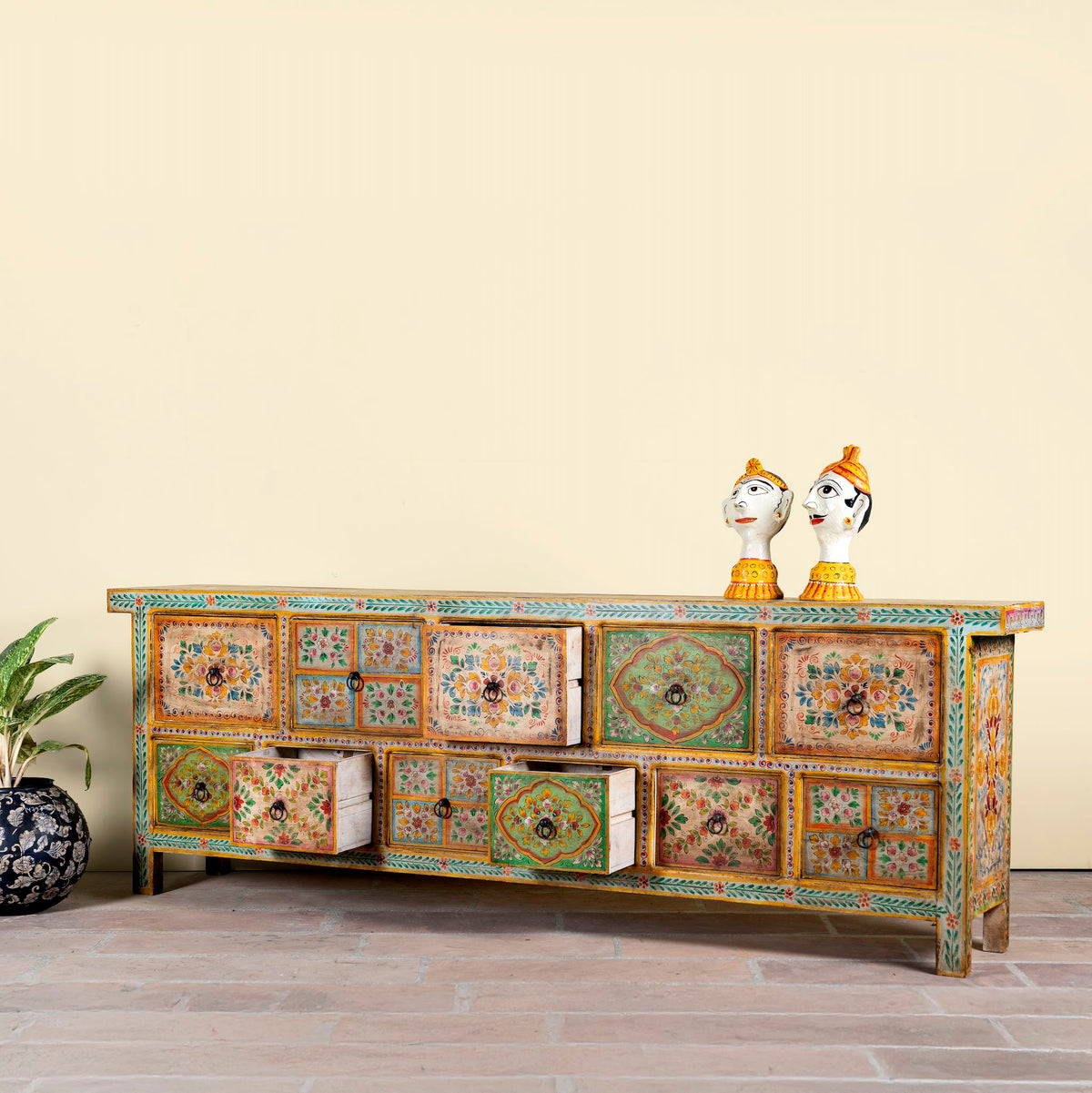 Hand-Painted Chest of Drawers – Mango Wood