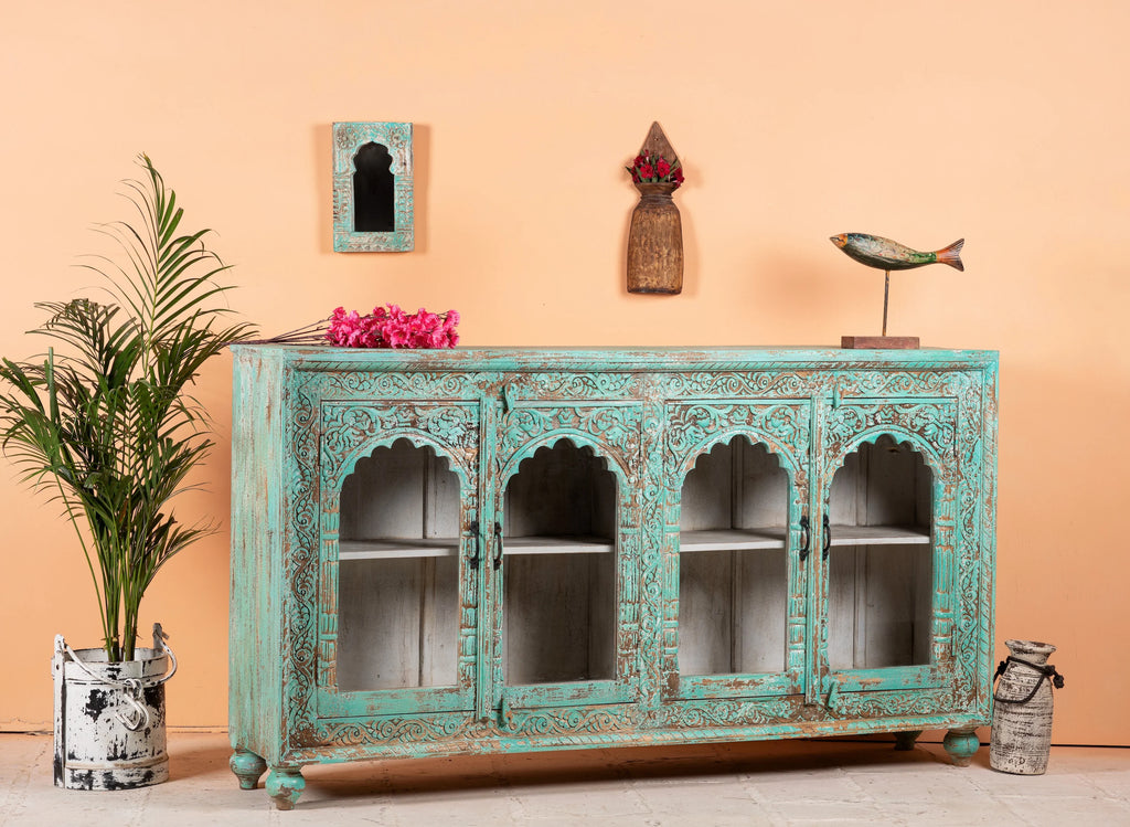 Jesar Vintage Glass Door Wooden Sideboard