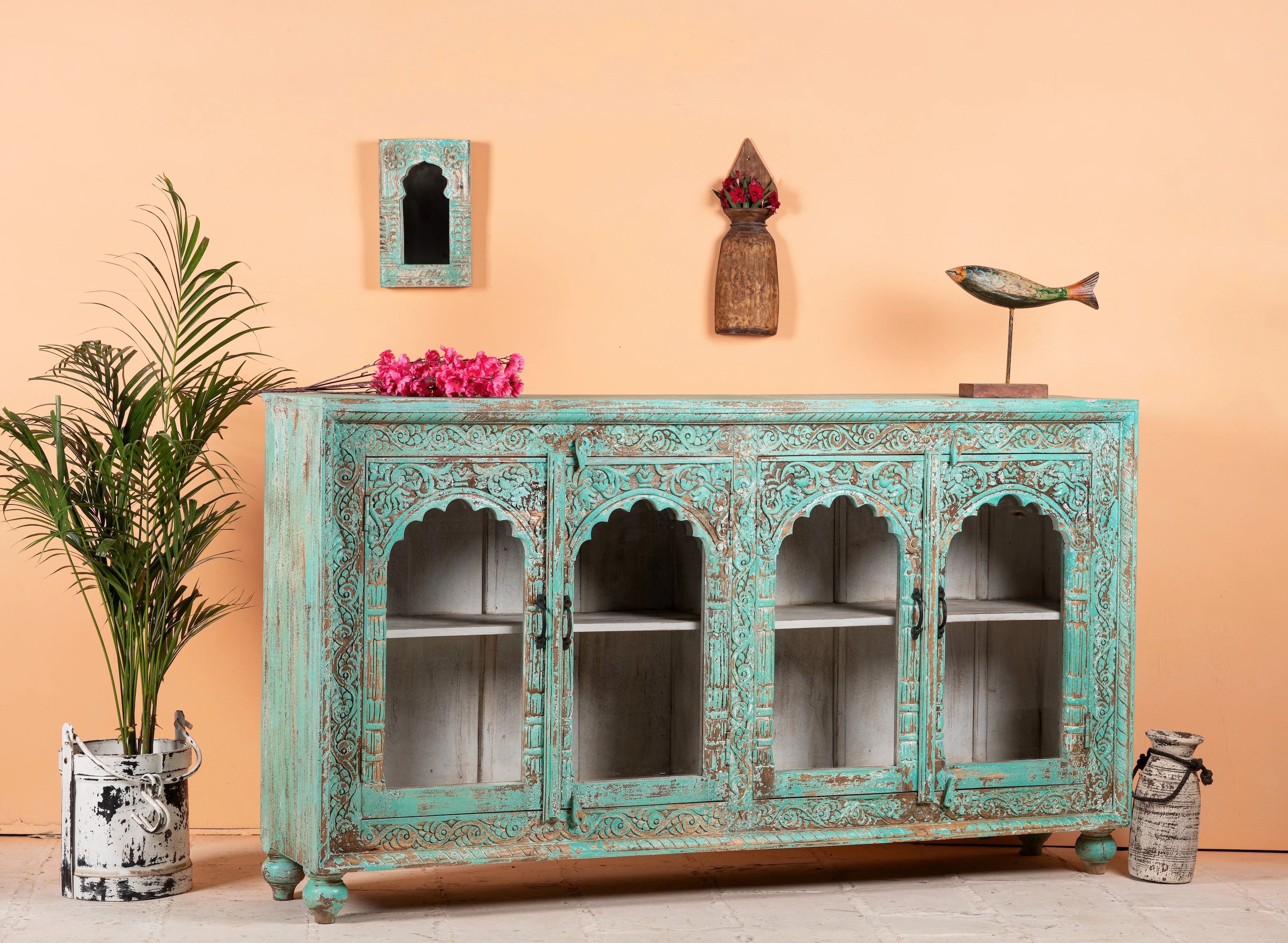 Jesar Vintage Glass Door Wooden Sideboard