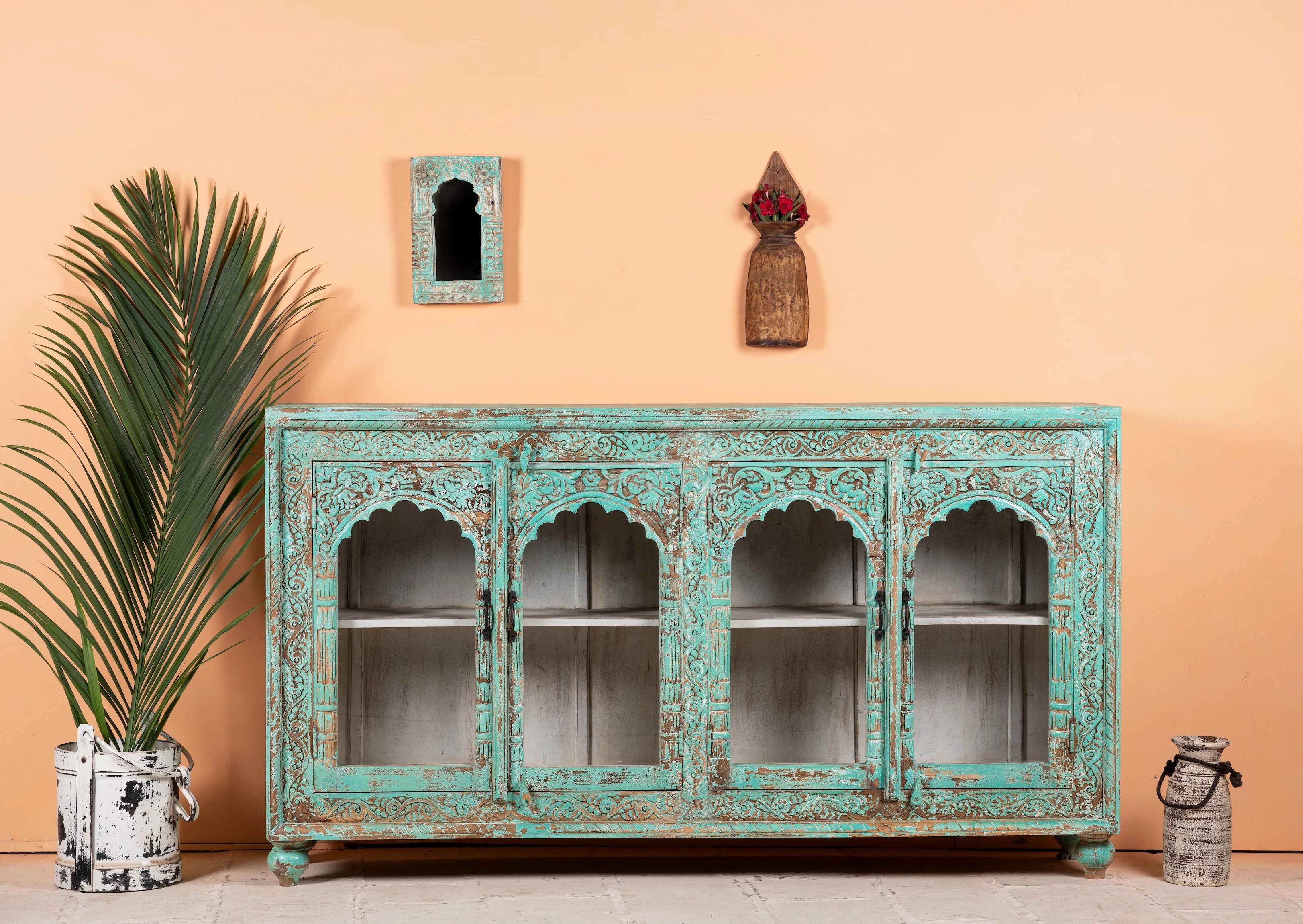 Jesar Vintage Glass Door Wooden Sideboard