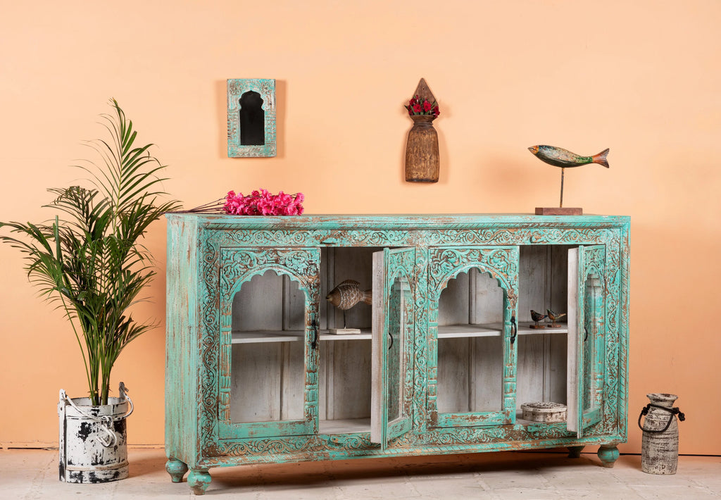Jesar Vintage Glass Door Wooden Sideboard