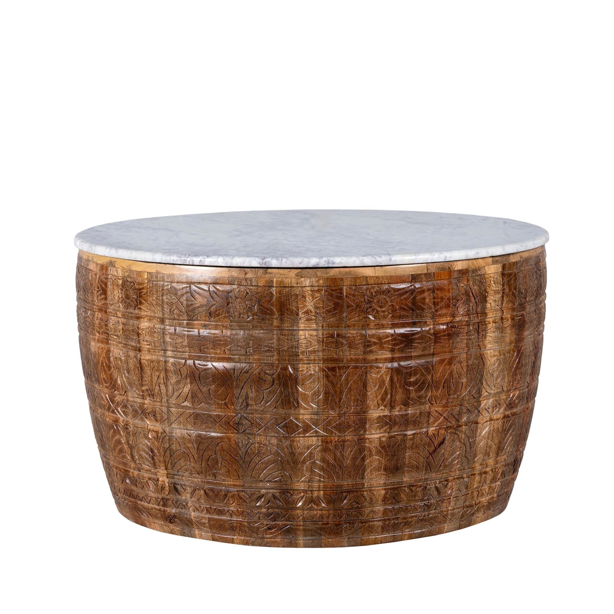 A441 Hand-Carved Marble Top Round Coffee Table - DOBRI ARTS AU