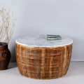 A441 Hand-Carved Marble Top Round Coffee Table - DOBRI ARTS AU