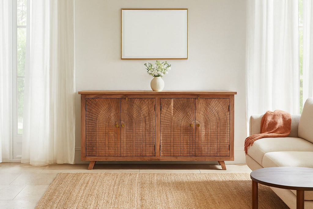 Aadrik Hand-Carved Acacia Wood Sideboard - DOBRI ARTS AU