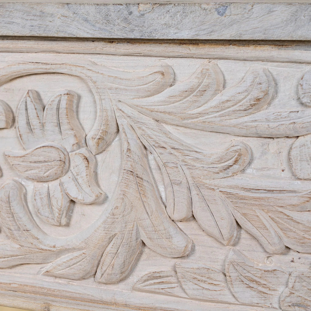 Aariv Hand-Carved Whitewash Console Table - DOBRI ARTS AU