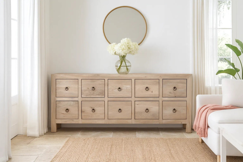 Aarohia Mango Wood Chest of 10 Drawers - DOBRI ARTS AU