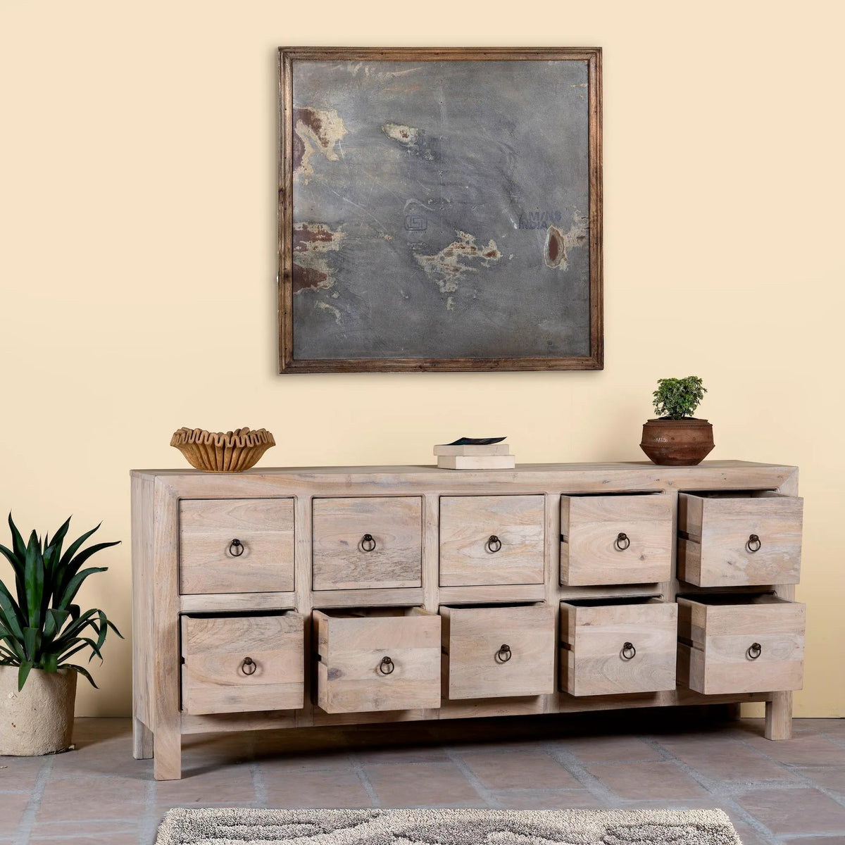 Aarohia Mango Wood Chest of 10 Drawers - DOBRI ARTS AU