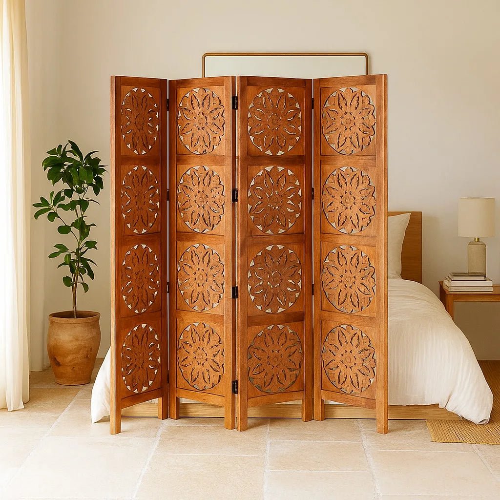 Aarunya Carved Wooden Room Divider - DOBRI ARTS AU