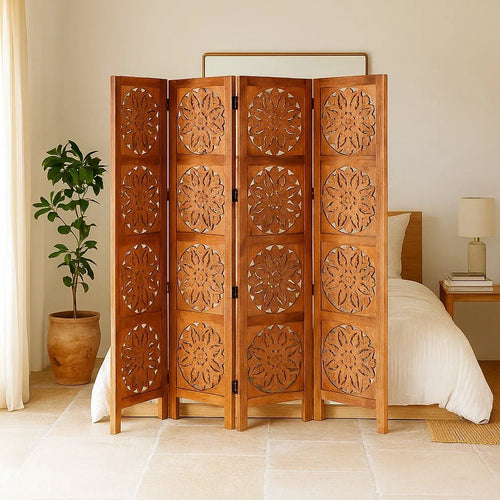 Aarunya Carved Wooden Room Divider - DOBRI ARTS AU