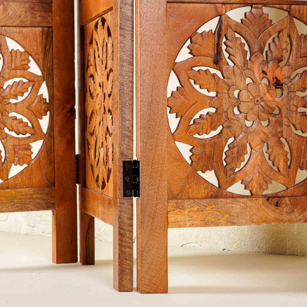 Aarunya Carved Wooden Room Divider - DOBRI ARTS AU