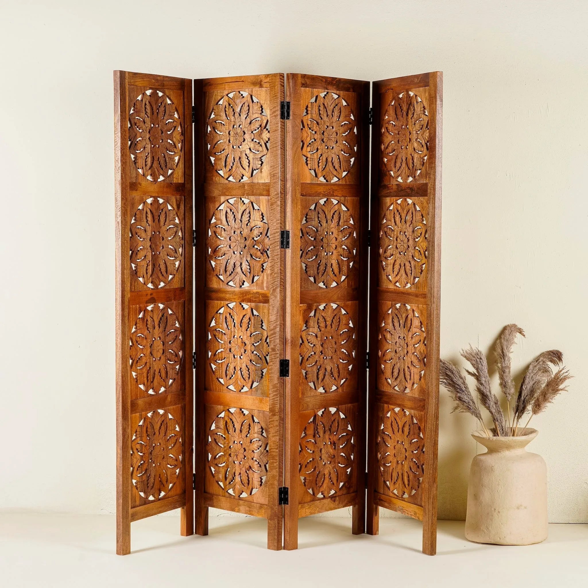 Aarunya Carved Wooden Room Divider - DOBRI ARTS AU