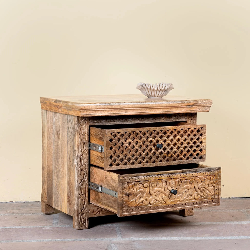 Aarunya Handcarved Bedside Cabinet - DOBRI ARTS AU