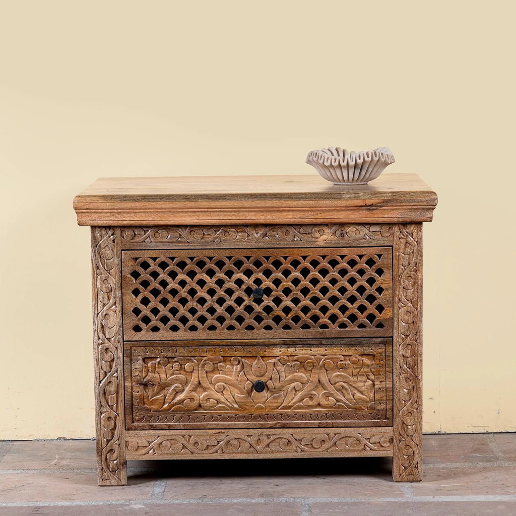 Aarunya Handcarved Bedside Cabinet - DOBRI ARTS AU