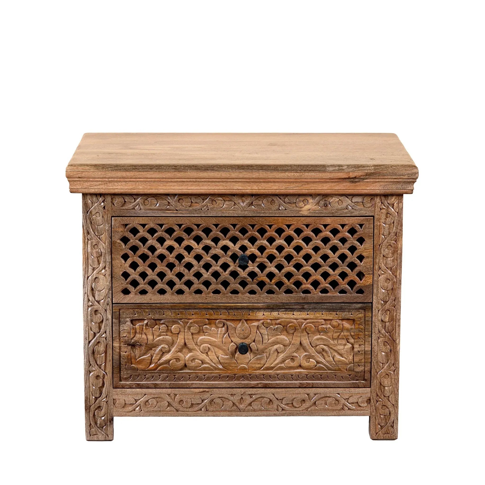 Aarunya Handcarved Bedside Cabinet - DOBRI ARTS AU