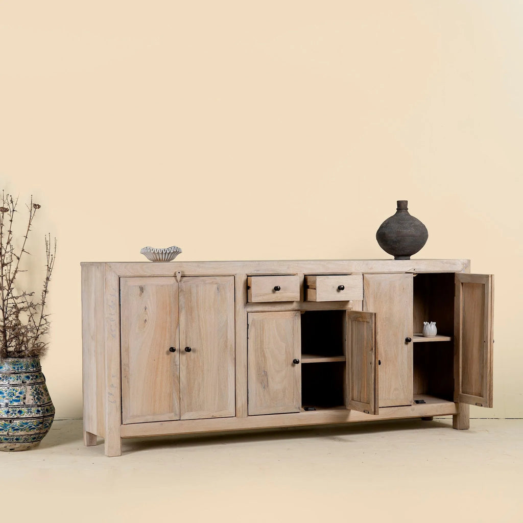 Abhinav Sandblasted Mango Wood Sideboard Cabinet - DOBRI ARTS AU