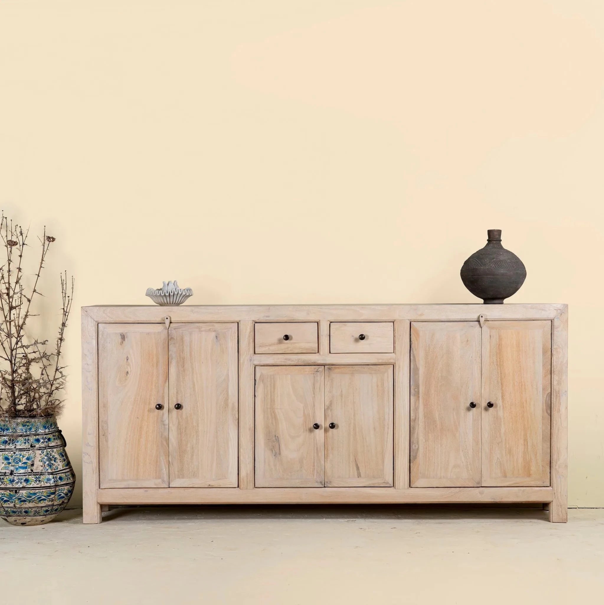 Abhinav Sandblasted Mango Wood Sideboard Cabinet - DOBRI ARTS AU