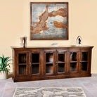 Adah Teak Wood Glass Door Sideboard Cabinet - DOBRI ARTS AU