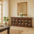 Adah Teak Wood Glass Door Sideboard Cabinet - DOBRI ARTS AU