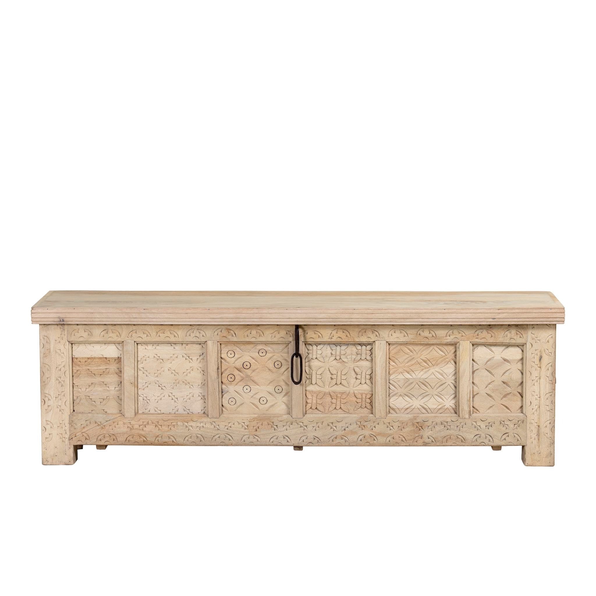 Adhira Hand-Carved Mango Wood Storage Coffee Table - DOBRI ARTS AU