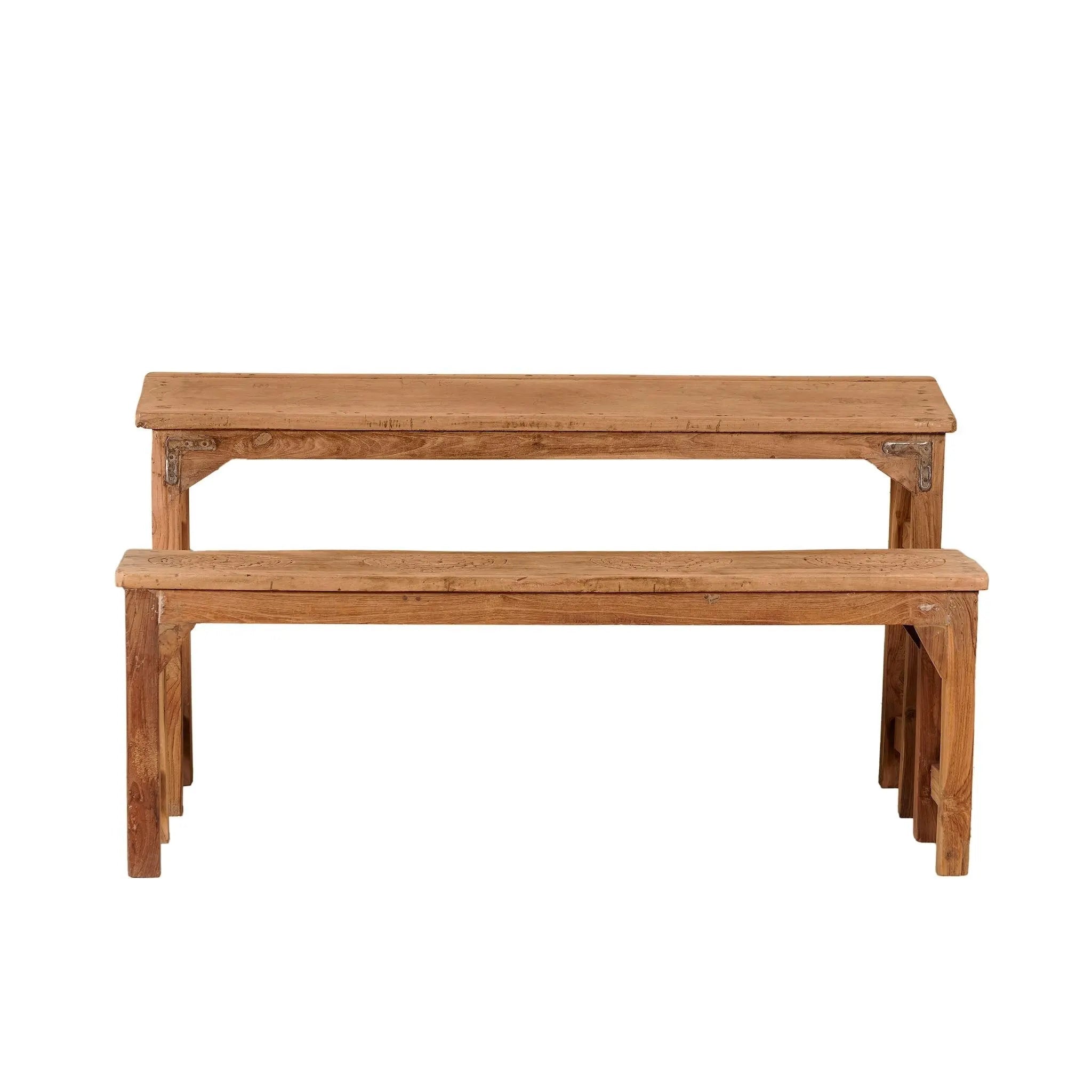 Adil Rustic Wooden Table & Bench Set - DOBRI ARTS AU