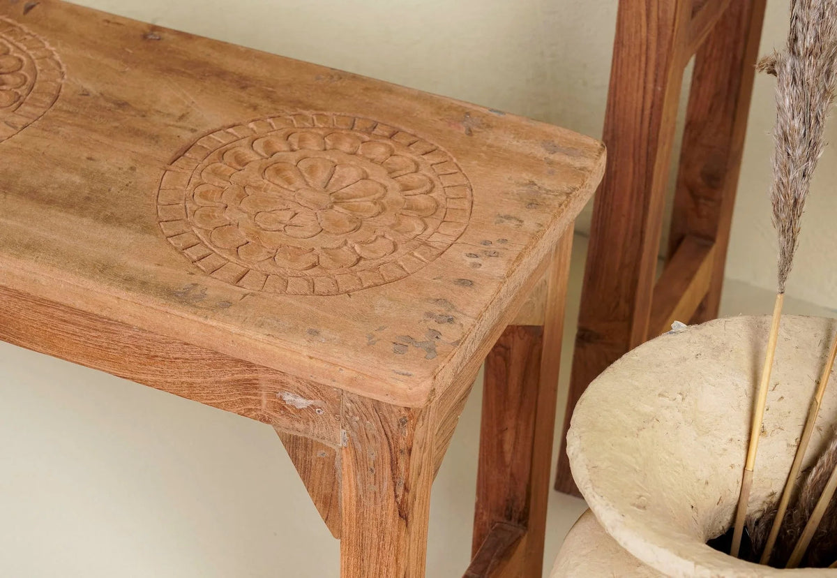 Adil Rustic Wooden Table & Bench Set - DOBRI ARTS AU