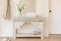Adrit Carved Whitewash Console Table - DOBRI ARTS AU