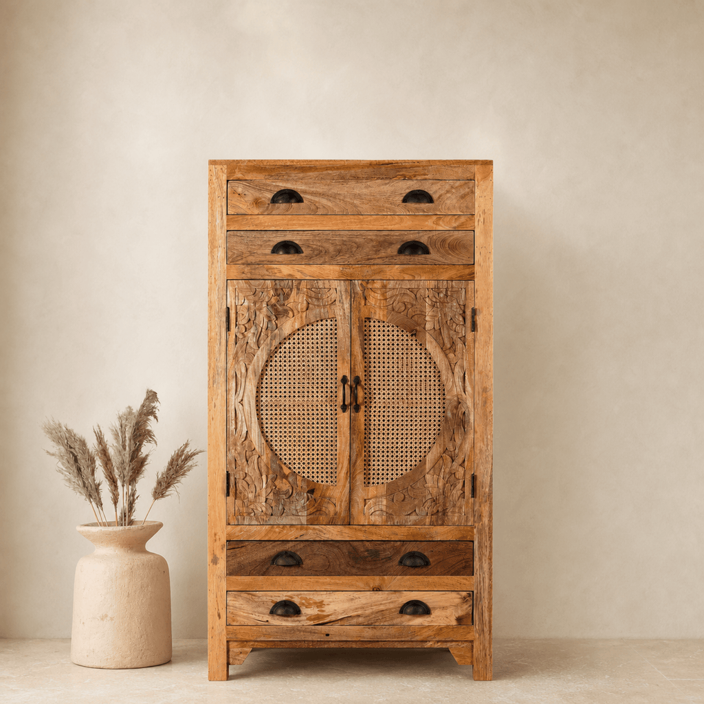 Agnayi Rattan Door Storage Cabinet - DOBRI ARTS AU