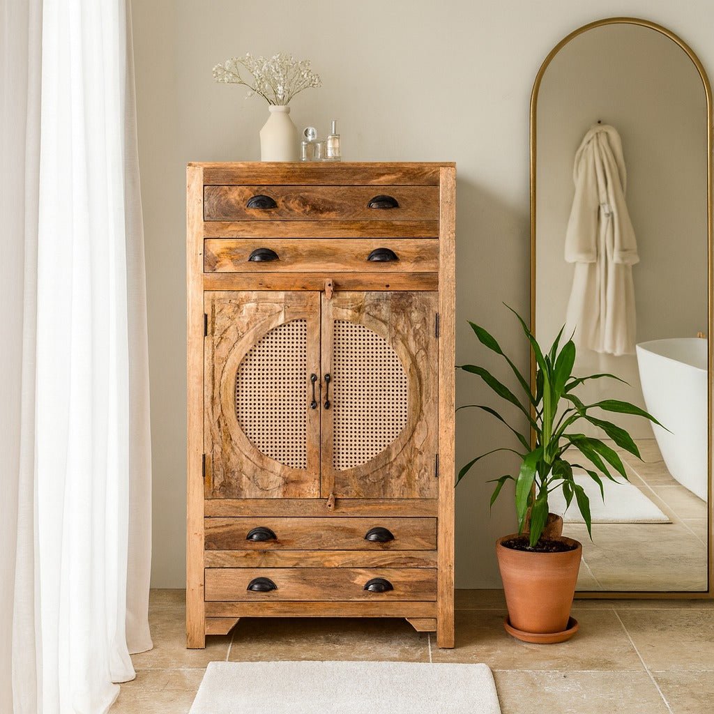 Agnayi Rattan Door Storage Cabinet - DOBRI ARTS AU