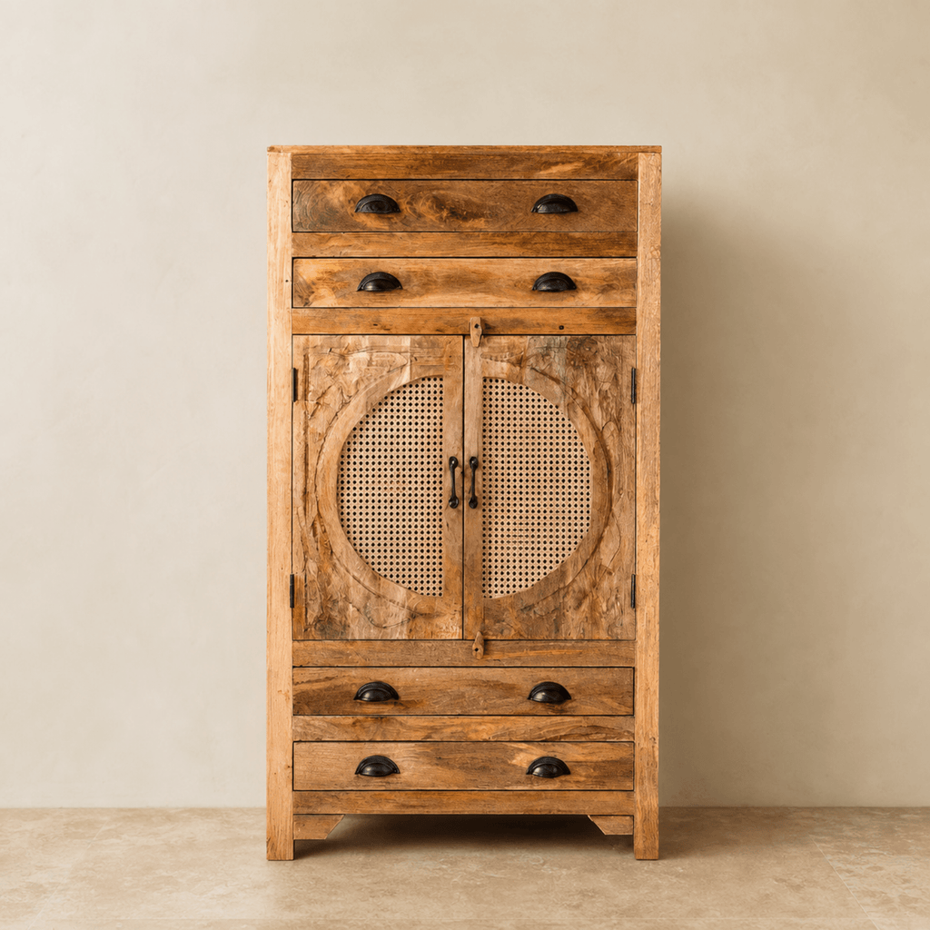 Agnayi Rattan Door Storage Cabinet - DOBRI ARTS AU