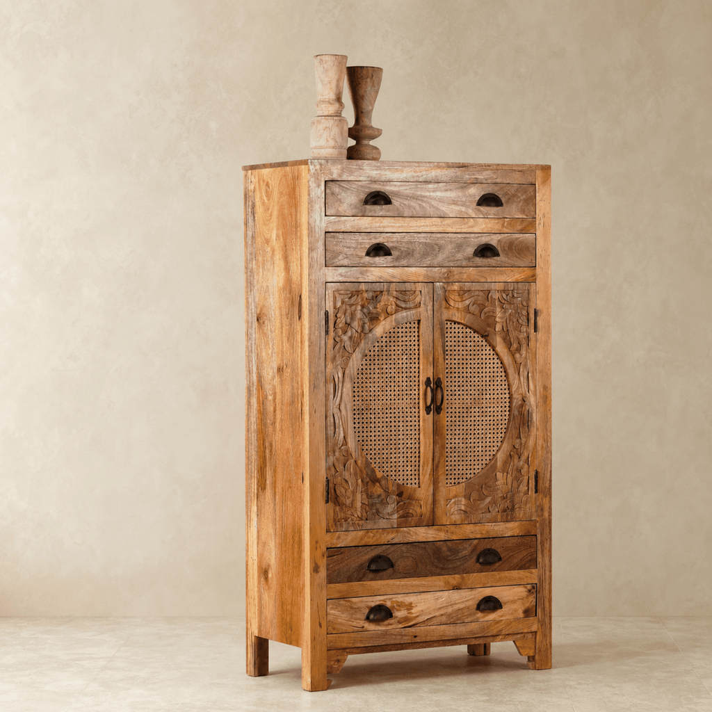 Agnayi Rattan Door Storage Cabinet - DOBRI ARTS AU