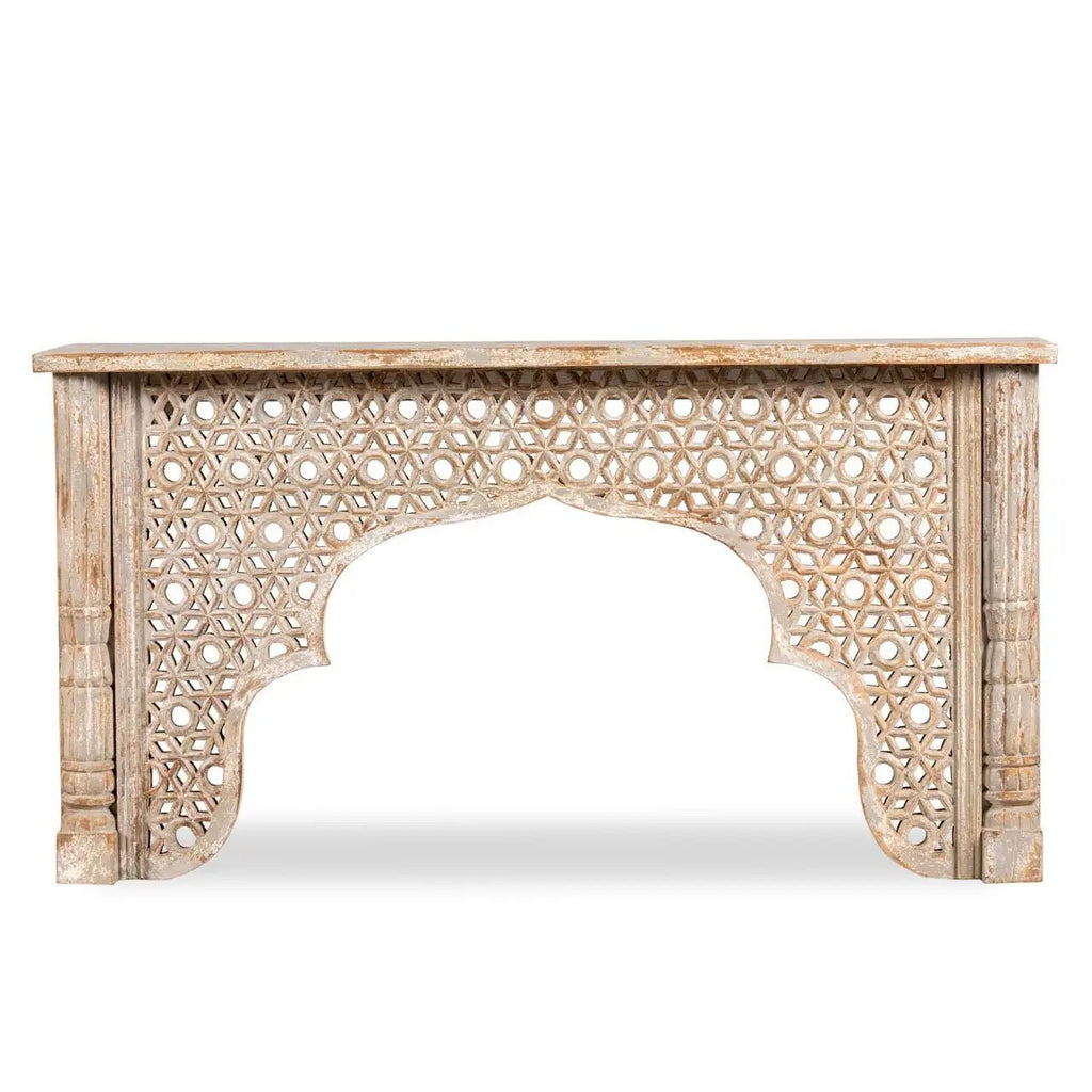 Aisha Intricate Jali Carved Wooden Console Table - DOBRI ARTS AU