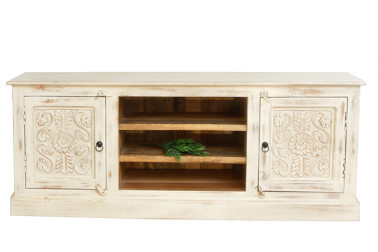 Aizawee Hand-Carved Mango Wood TV Lowboard - DOBRI ARTS AU