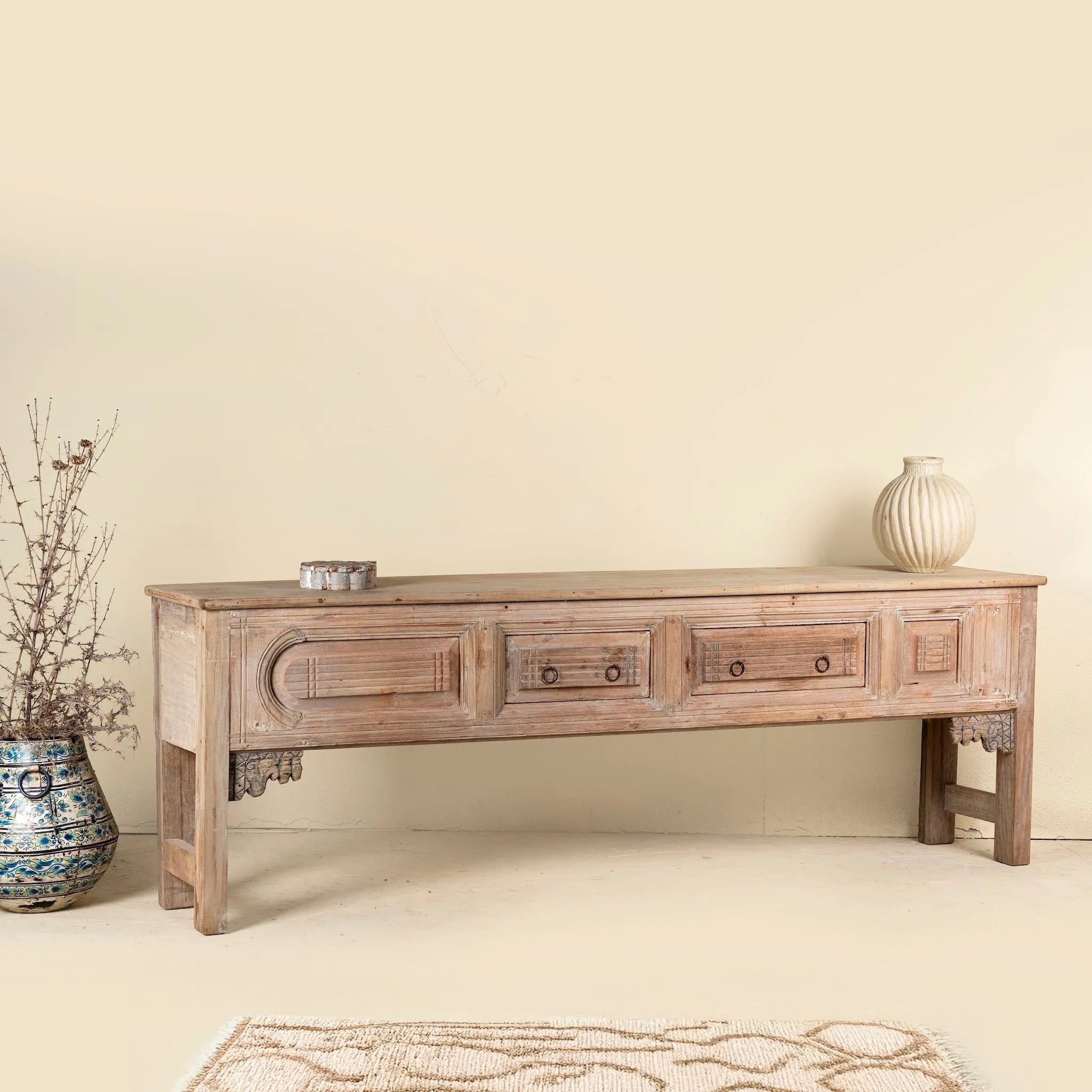 Akhilesh Vintage Carved Console Table - DOBRI ARTS AU