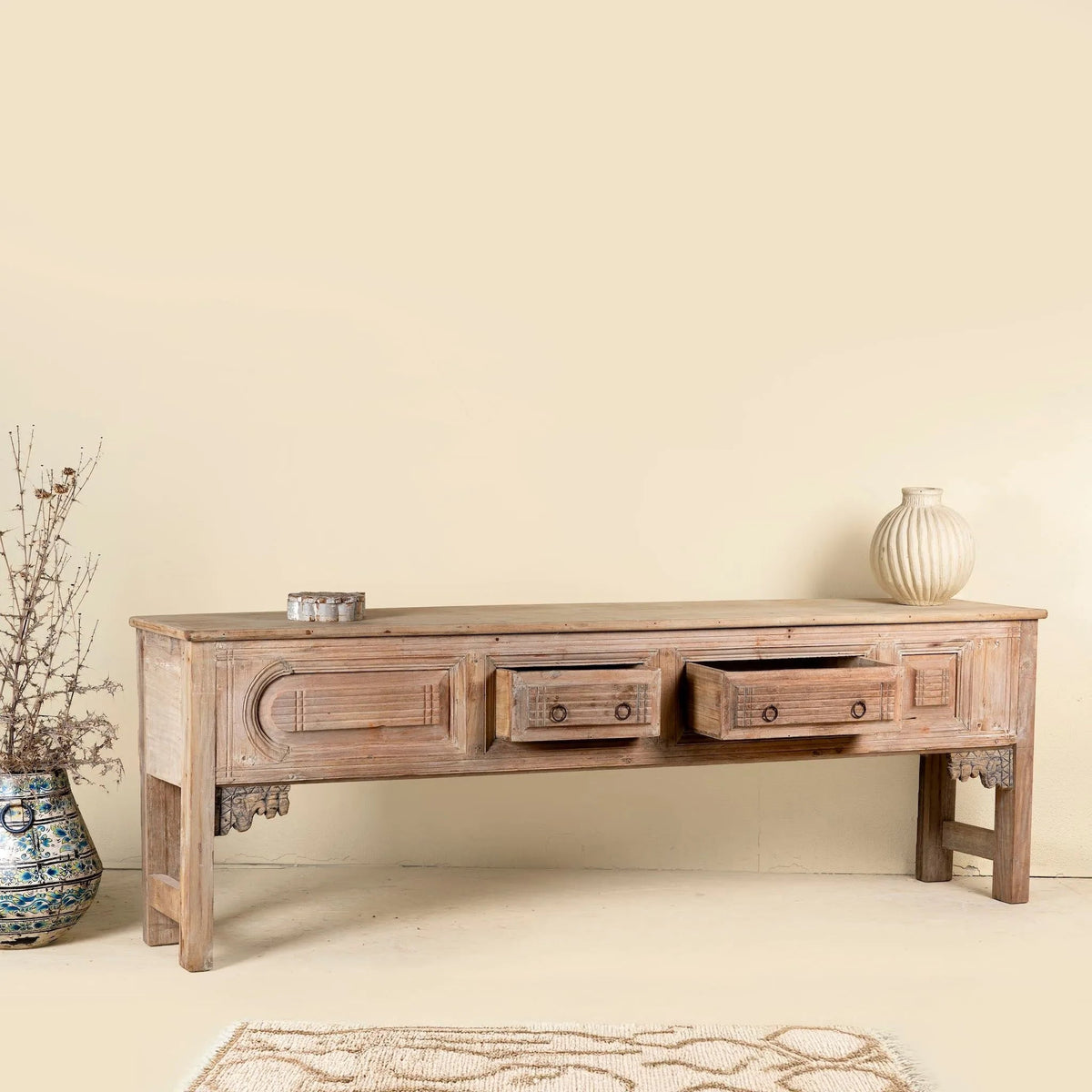 Akhilesh Vintage Carved Console Table - DOBRI ARTS AU