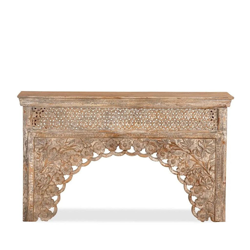 Akuti Hand-Carved Mango Wood Vintage Console - DOBRI ARTS AU