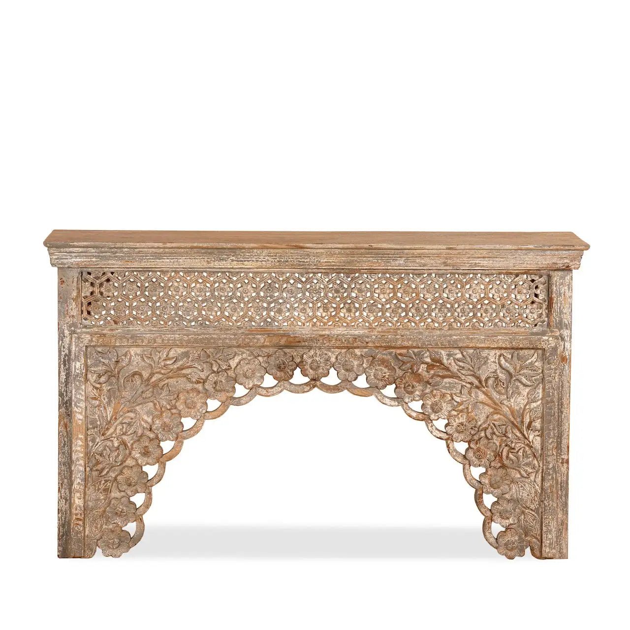 Akuti Hand-Carved Mango Wood Vintage Console - DOBRI ARTS AU