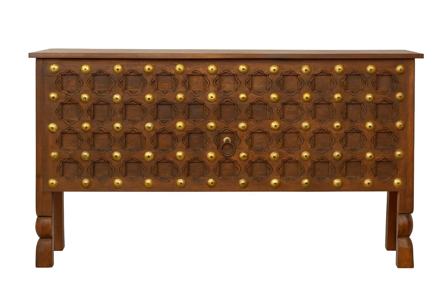 Aligarh Grand Studded Teak Wood Console Table - DOBRI ARTS AU