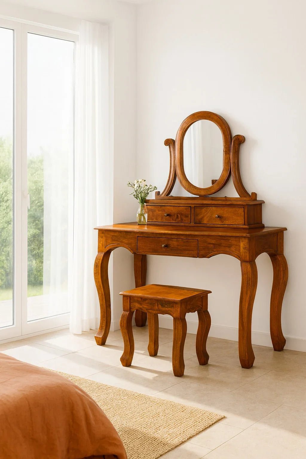 Amara Classic Wooden Vanity Set with Mirror & Stool - DOBRI ARTS AU