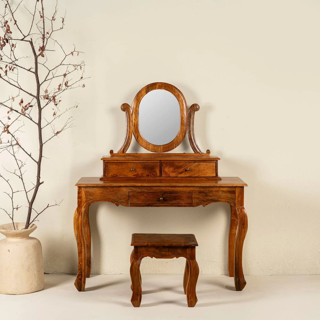 Amara Classic Wooden Vanity Set with Mirror & Stool - DOBRI ARTS AU