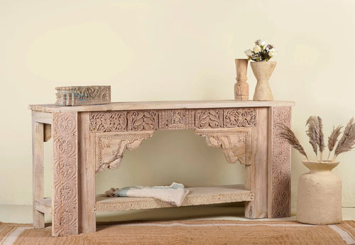 Amav Hand-Carved Vintage Teak Console - DOBRI ARTS AU