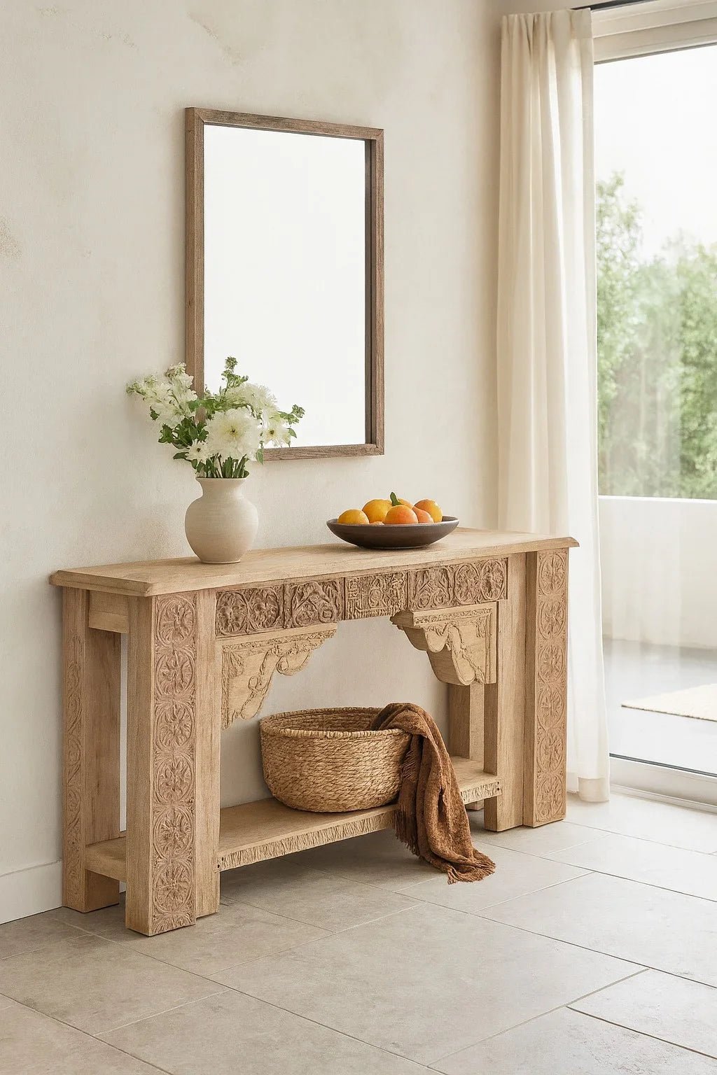 Amav Hand-Carved Vintage Teak Console - DOBRI ARTS AU