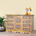 Amrit Hand-Painted Floral Mango Wood Sideboard - DOBRI ARTS AU