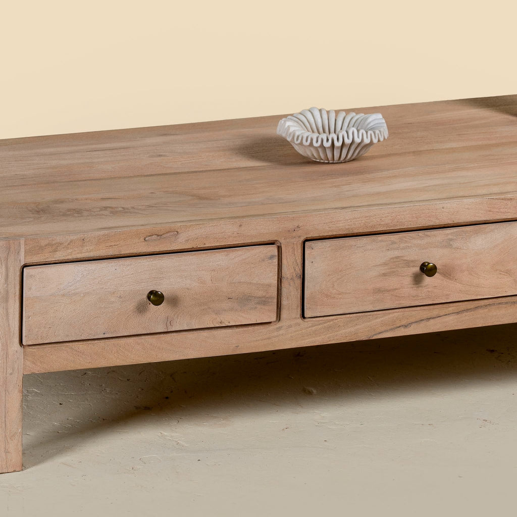 Anaisha Solid Mango Wood Coffee Table with Drawers - DOBRI ARTS AU