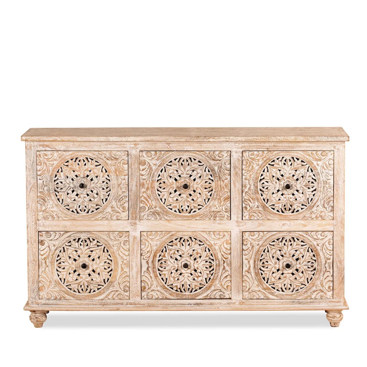 Angiras Hand-Carved Mediterranean Style Wooden Sideboard - DOBRI ARTS AU