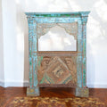 Antique-Style Handcarved Arch Console with Distressed Blue Patina - DOBRI ARTS AU