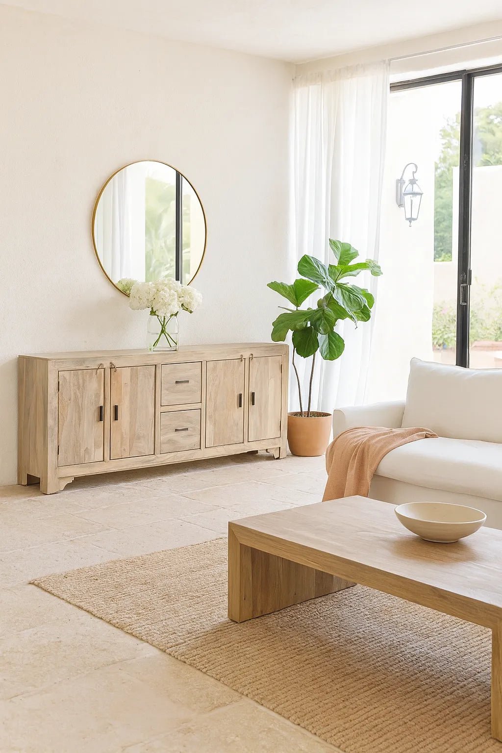 Anya Sandblasted Mango Wood Sideboard - DOBRI ARTS AU